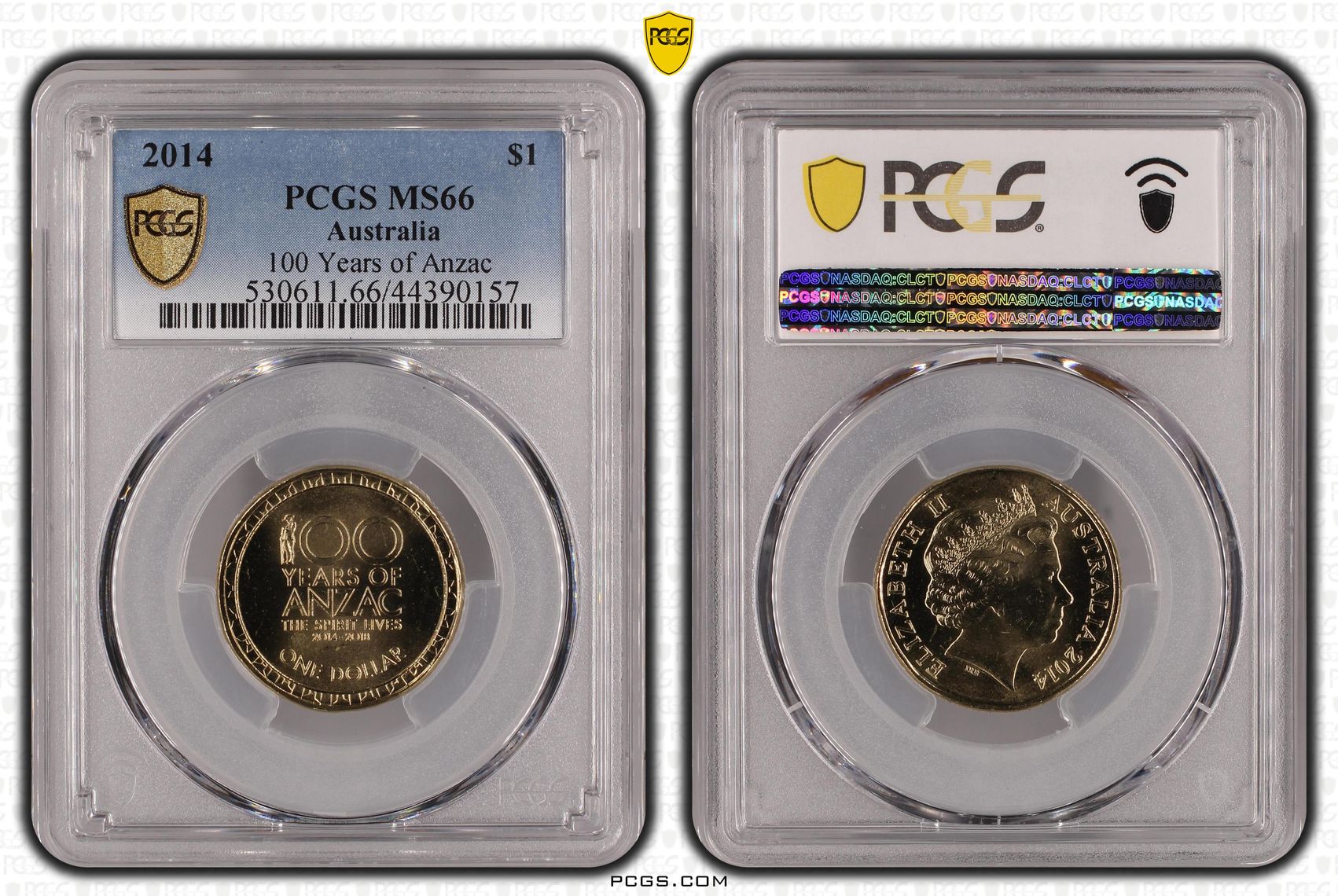 100 Years of Anzac, One Dollar, 2014, PCGS MS 66