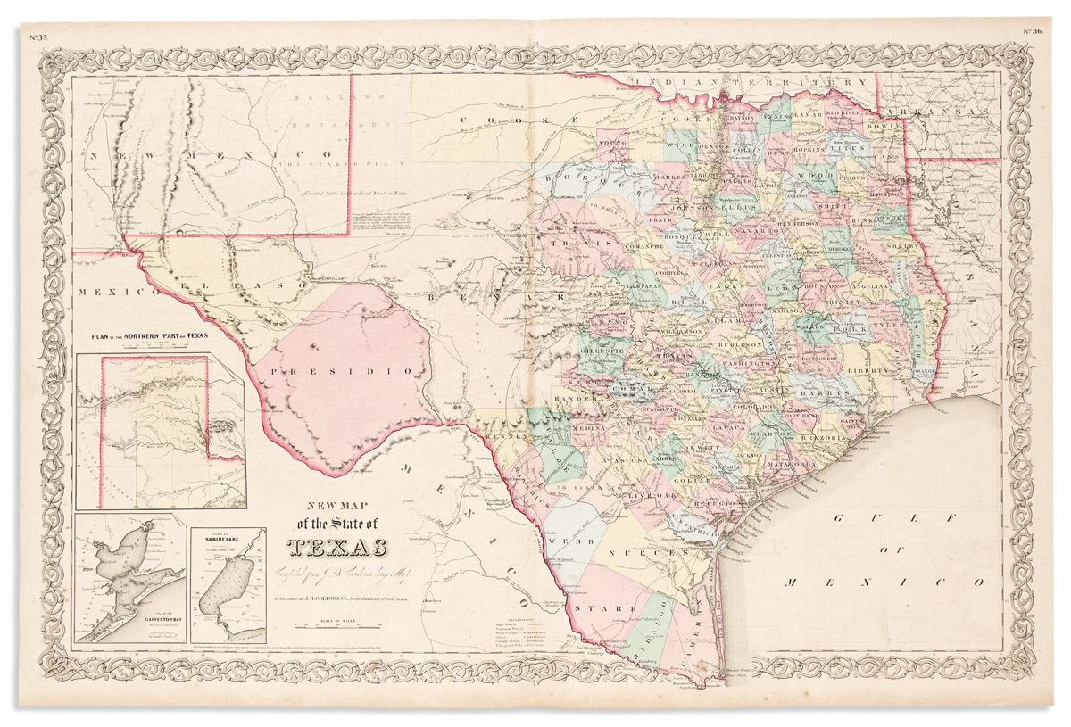 (TEXAS.) Joseph Hutchins Colton. New Map of the State of Texas Compiled