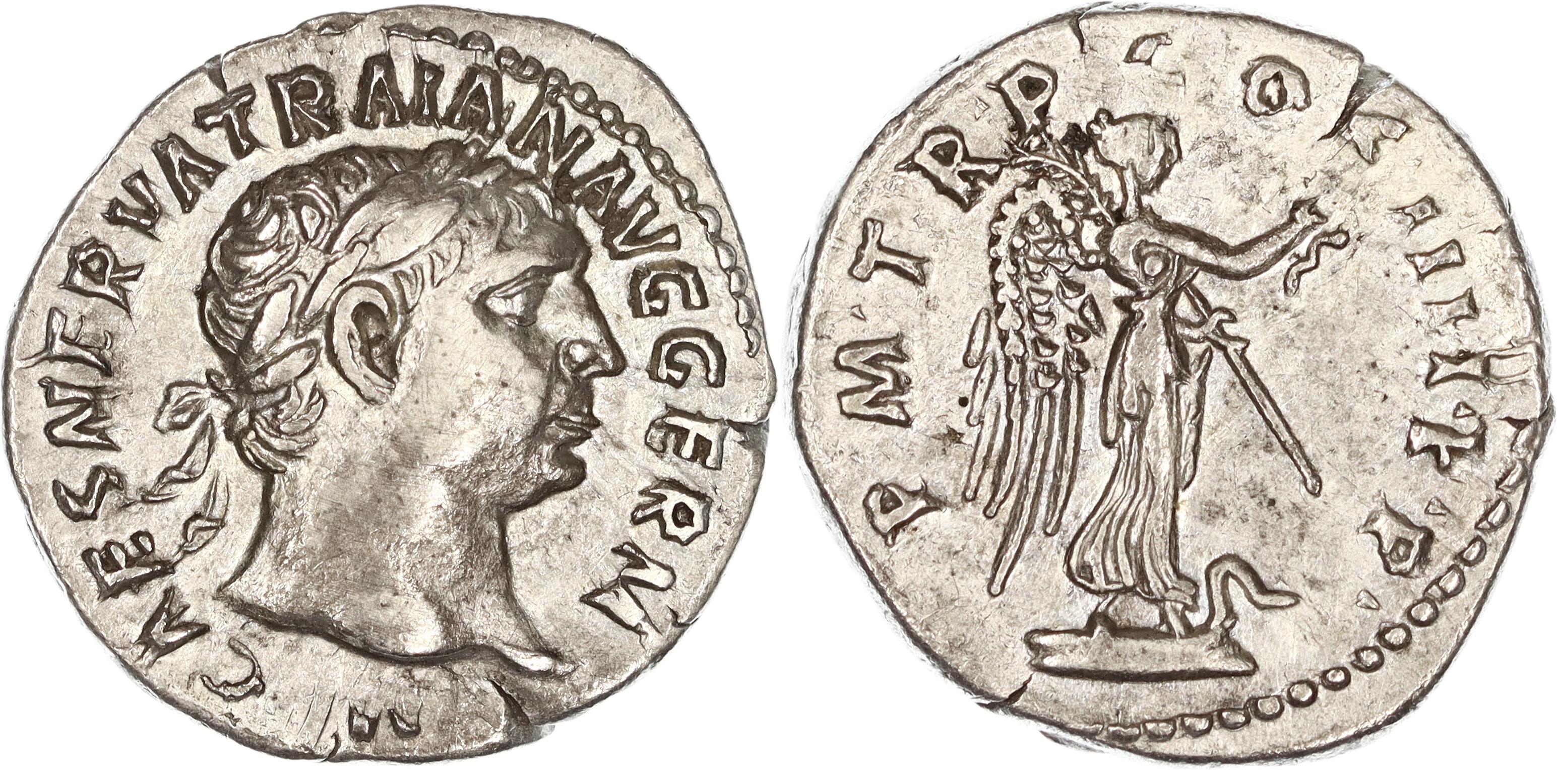 Roman Empire, Trajan, Silver Denarius, 102 AD, VF-gVF