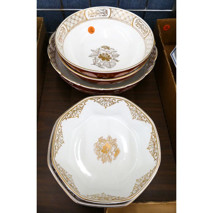 6pc Japanese Red Gold Imari Bowls- 6.5'' to 10''