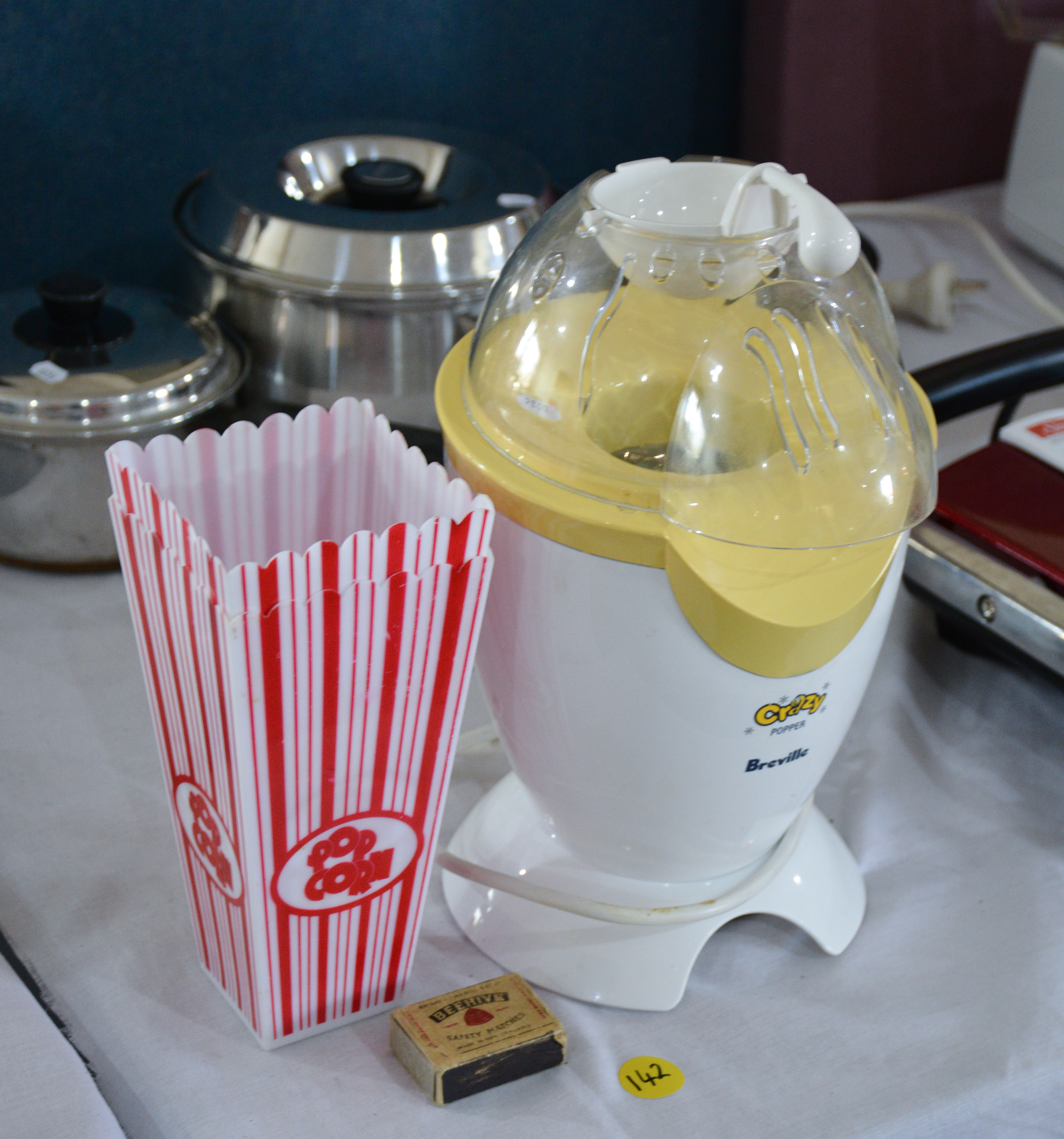 Popcorn Maker and Plastic Popcorn Holders x 2 — sold at auction in New Zealand for $20