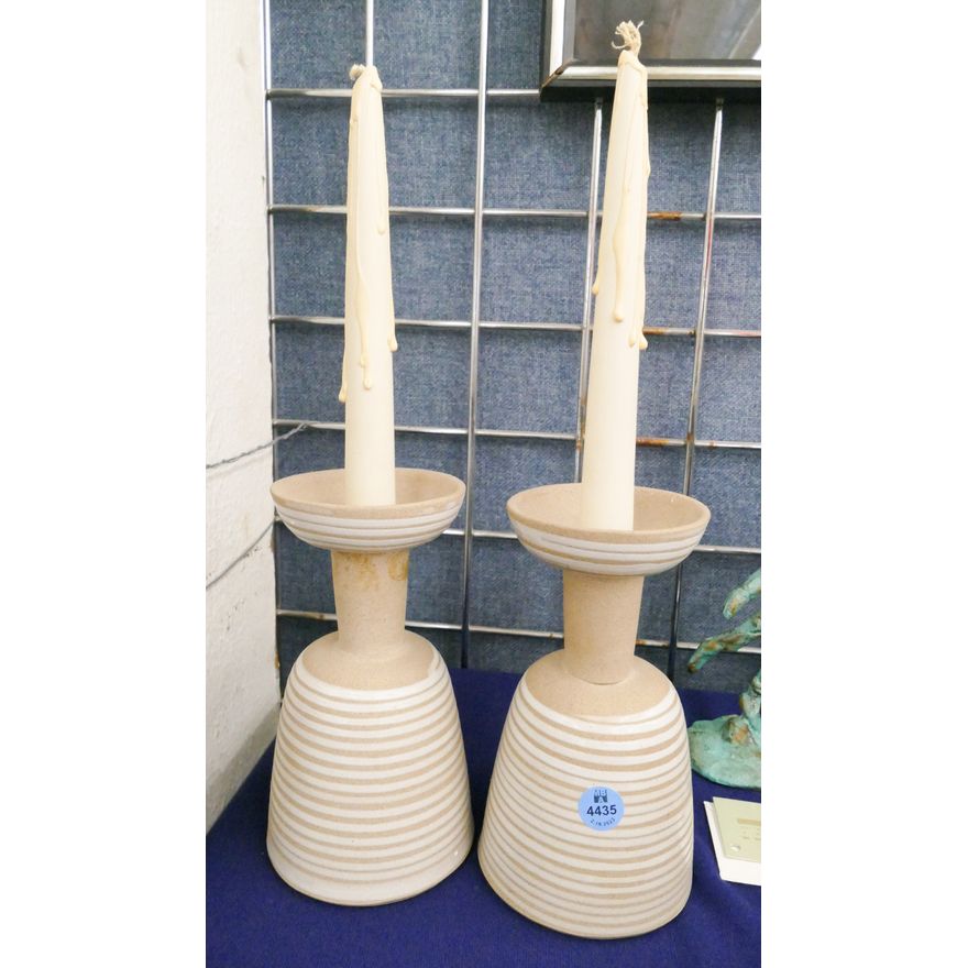 Pair Marshall Martz Pottery Candlesticks 7''