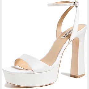 BADGLEY MISCHKA WOMEN'S CAIA HEELED SANDAL - COLOR WHITE SIZE 7 1/2