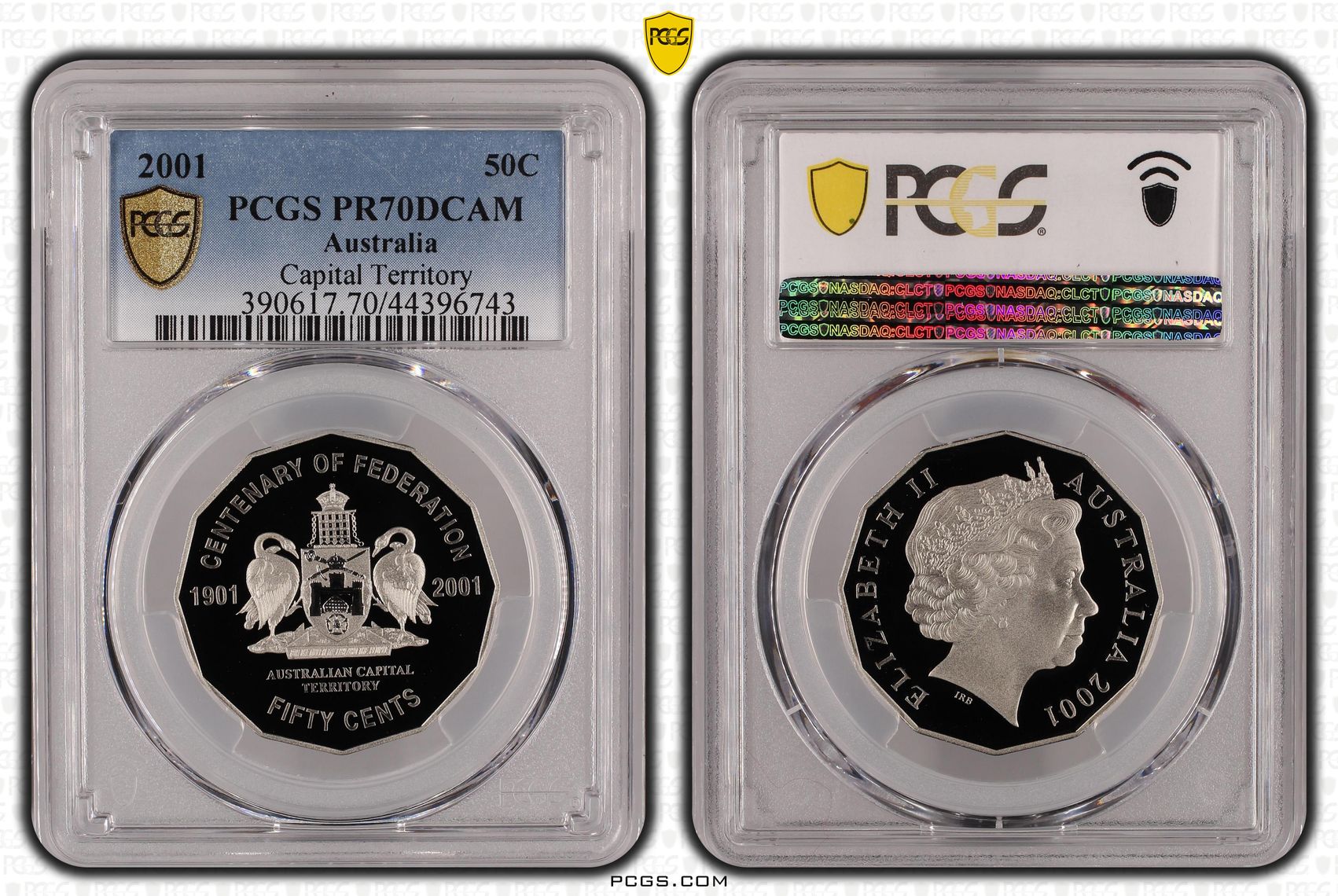2001 Australian Fifty Cent, 50c Proof Capital Territory PCGS - PR70DCAM POP 38/0 -743