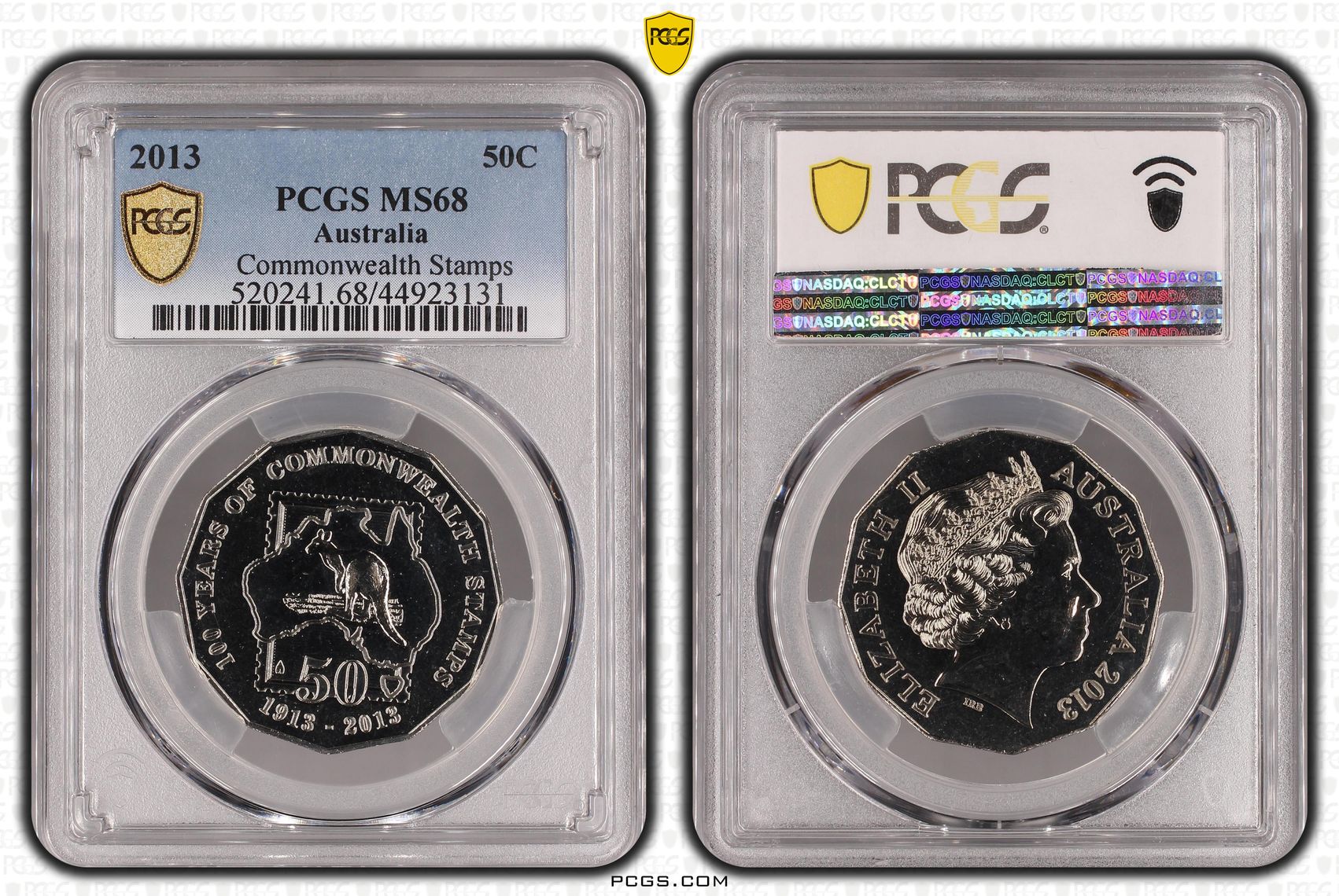 2013 Australian Fifty Cent, 50c Commonwealth Stamps PCGS - MS68 -131