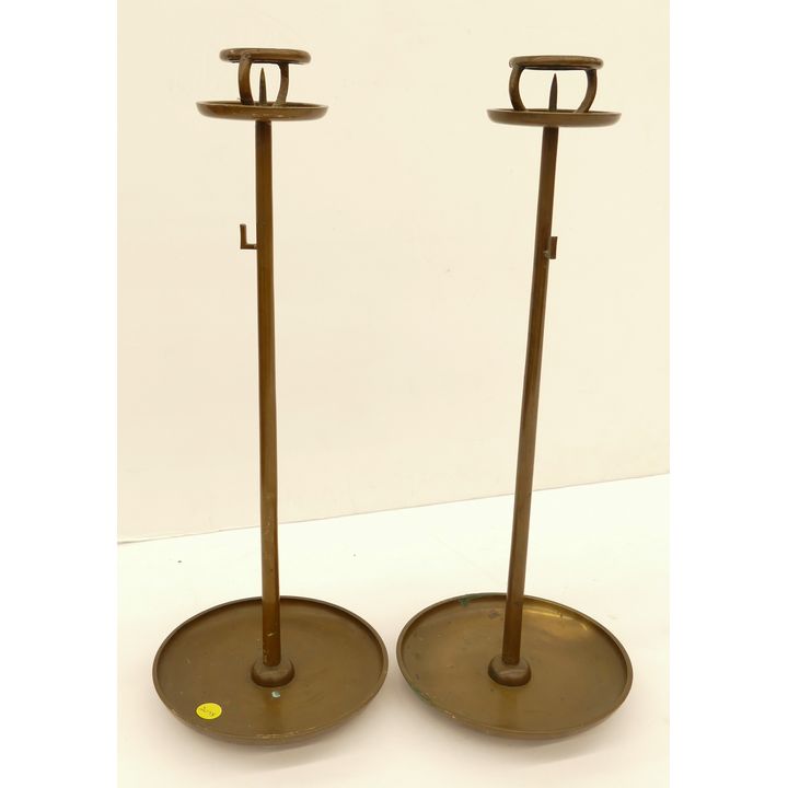 Pair Japanese Meiji Bronze Pricket Candlesticks- 19.5''