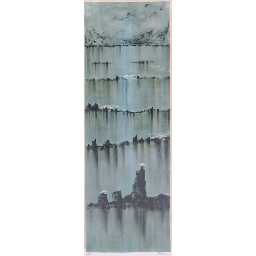 Richard Florsheim ''Gulls and Rocks'' S/N Lithograph Framed 37''x17''