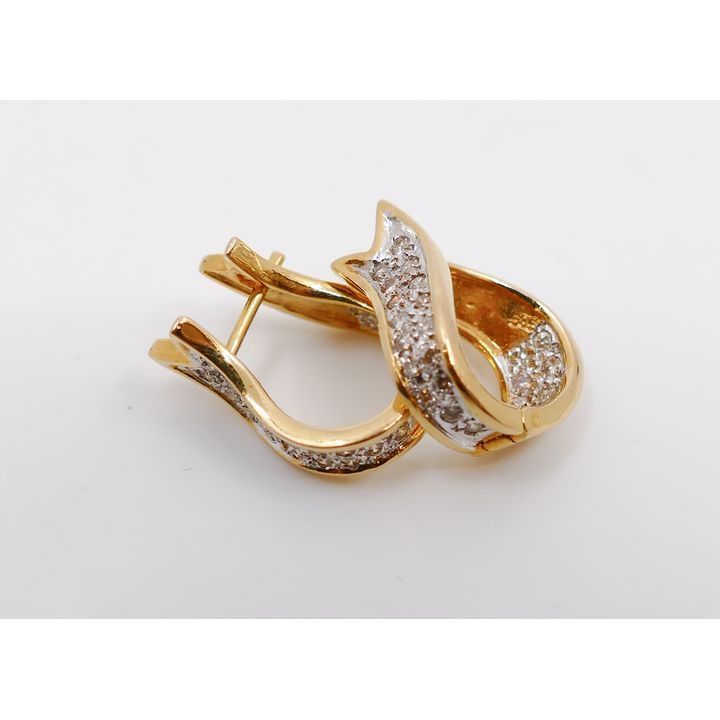 Pair 14K Diamond Loop Earrings- 5.5g TW- 1/2''