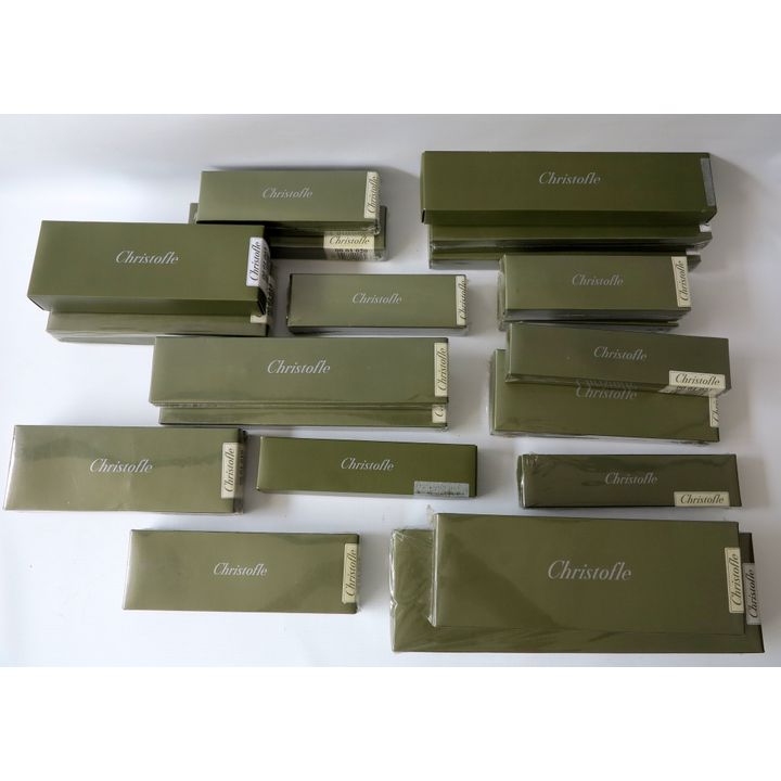 A FINE CHRISTOFLE SILVERPLATED "AMERICA" PATTERN 12 PLACE SETTING CUTLERY SERVICE, new and unused, with original Christofle canteen