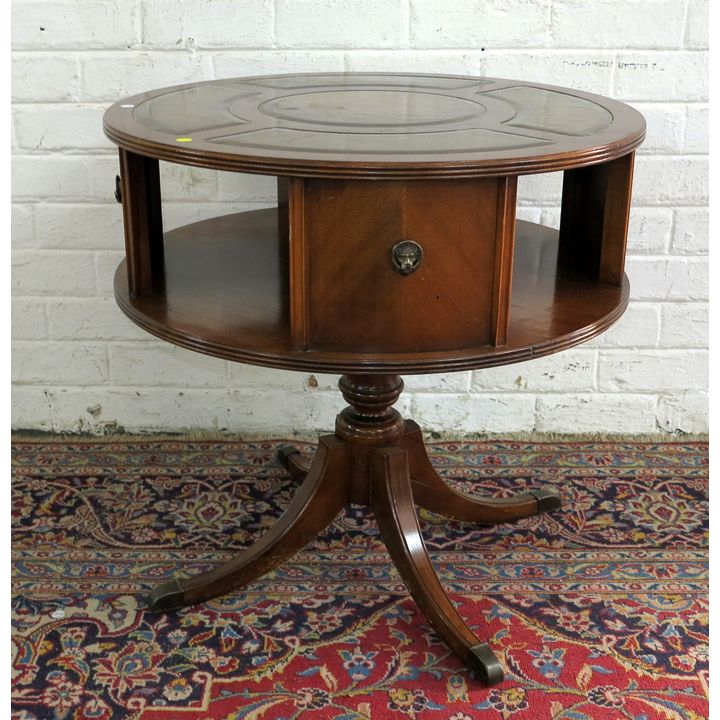 GEORGIAN STYLE ROTATING LIBRARY DRUM TABLE