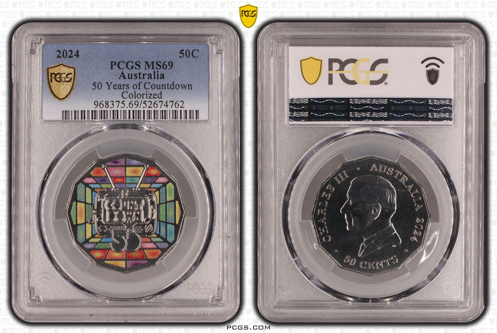 50 Years of Countdown Colorized, Fifty Cent, 2024, PCGS MS69