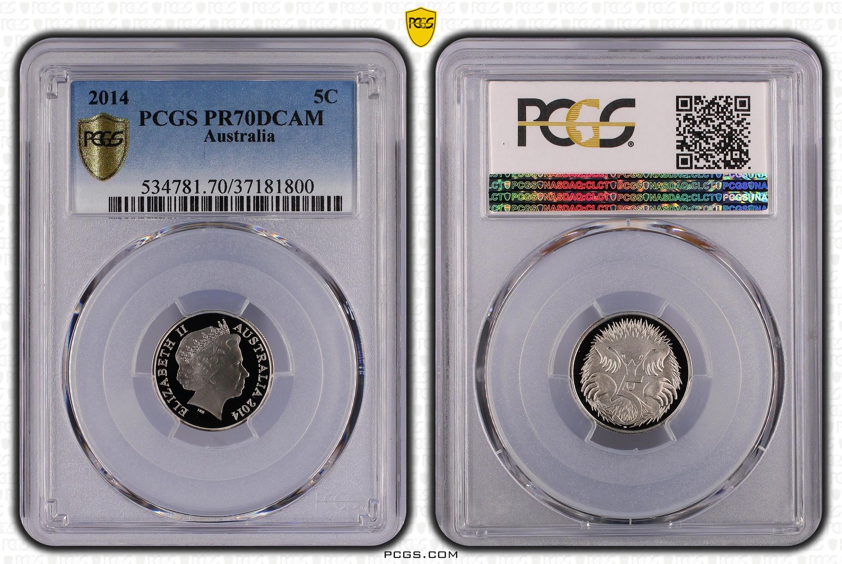 Elizabeth II, Five Cent, 2014, PCGS PR70DCAM