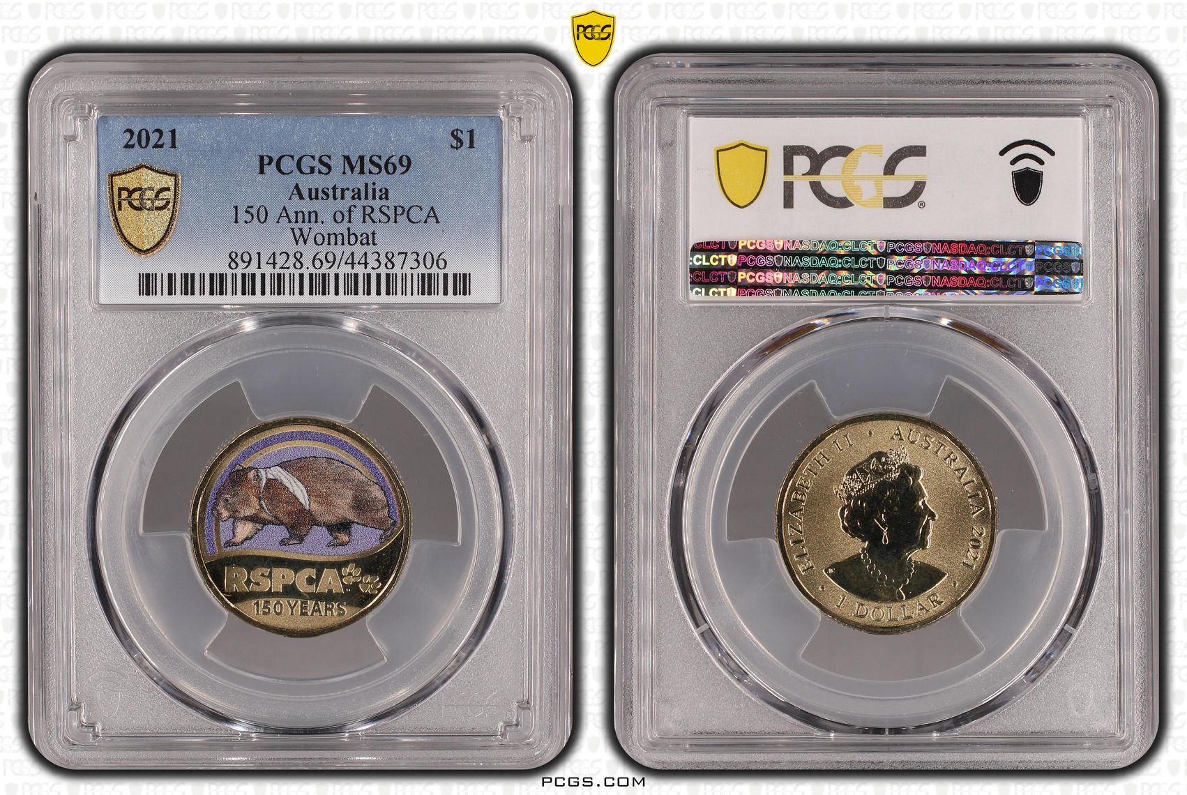 2021 Australia One Dollar, $1 150 Ann. of RSPCA Wombat PCGS - MS69 POP 7/0 -306