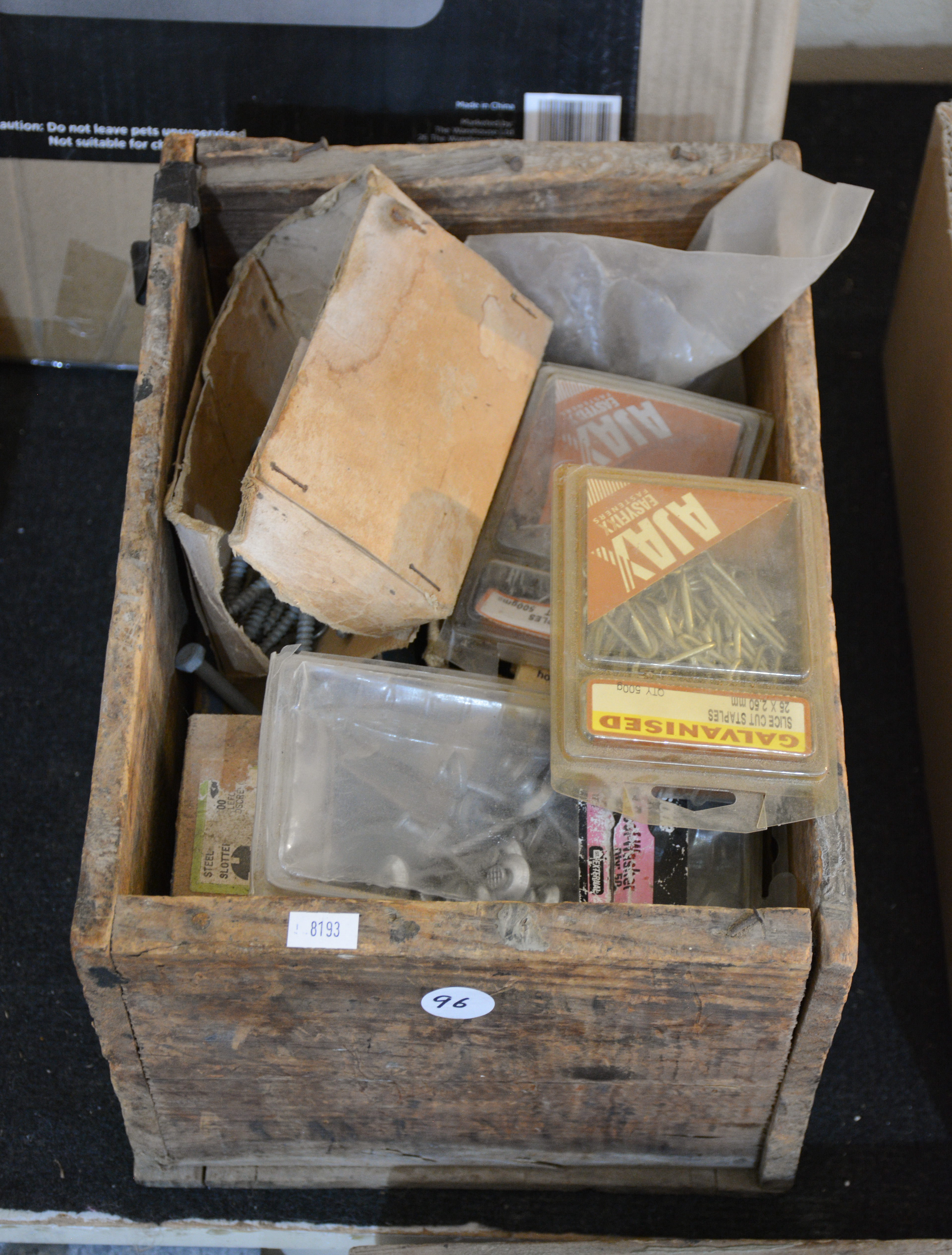 Large Box of Nails and Screws etc — sold at auction in New Zealand for $15