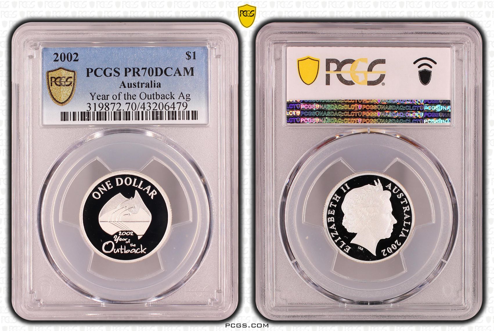 2002 Australia One Dollar, $1 Silver Year of the Outback Ag PCGS - PR70DCAM POP 4/0 -479
