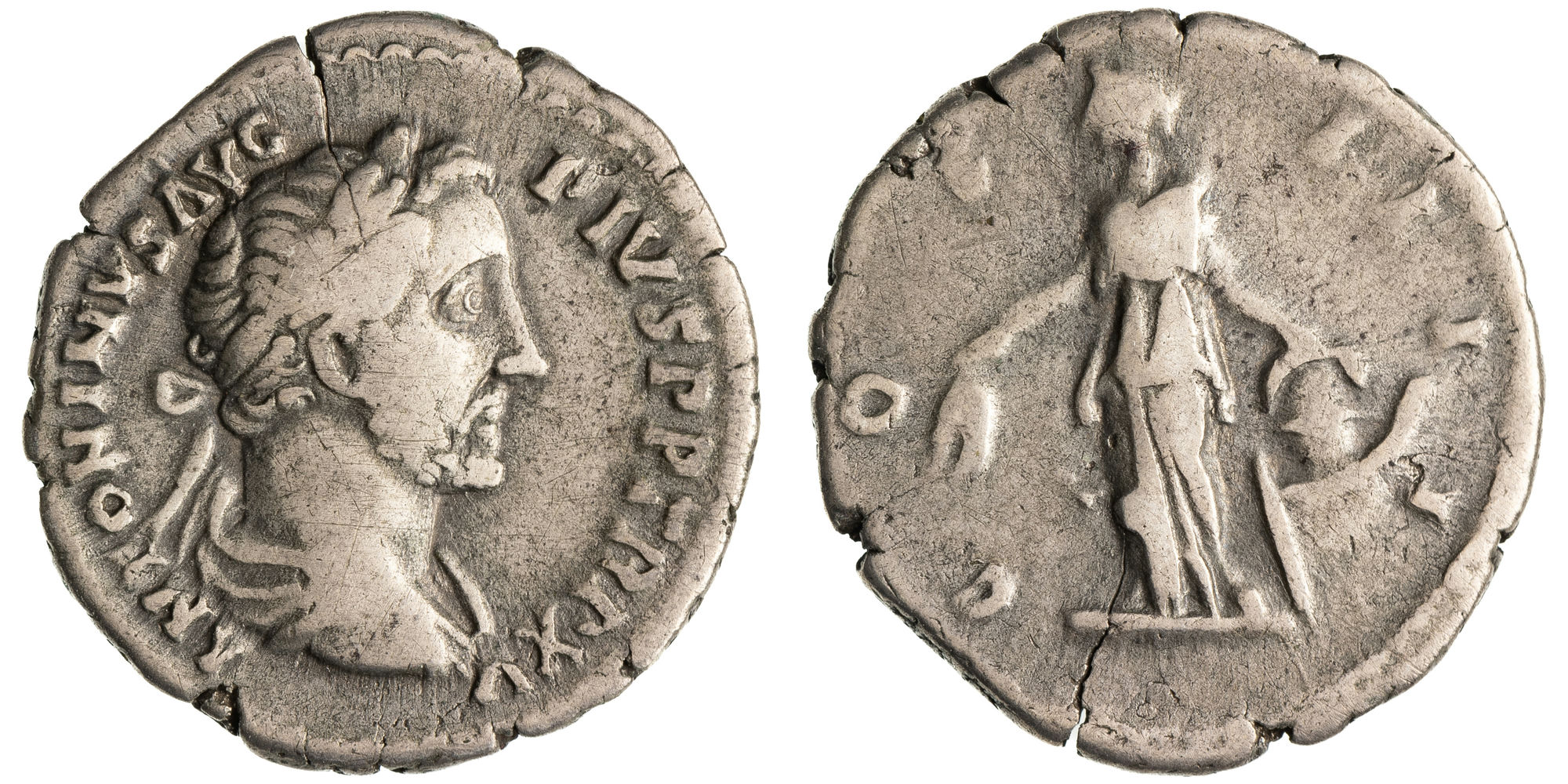 Antoninus Pius, Denarius, 153 AD, Fine