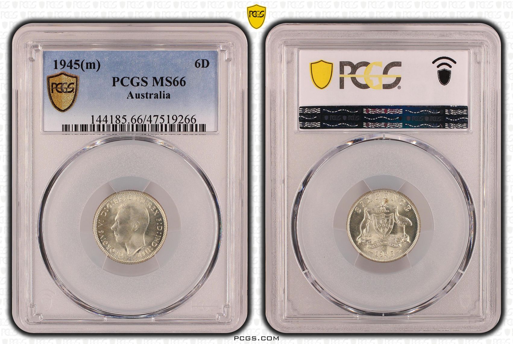 Sixpence, 1945(m) POP Report 5/1, PCGS MS 66