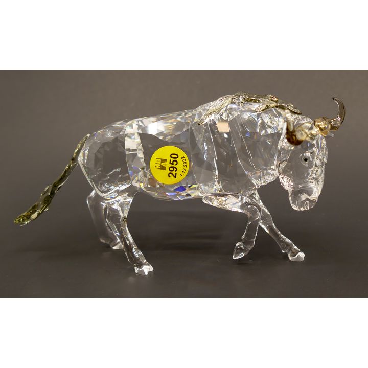 Swarovski Artist Signed Elisabeth Adamer Crystal Gnu with Box- 4x6.5''
