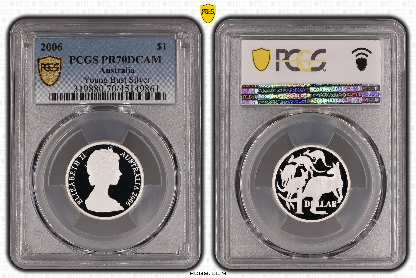 2006 Australia One Dollar, $1 Silver Young Bust Silver PCGS - PR70DCAM POP 15/0 -861