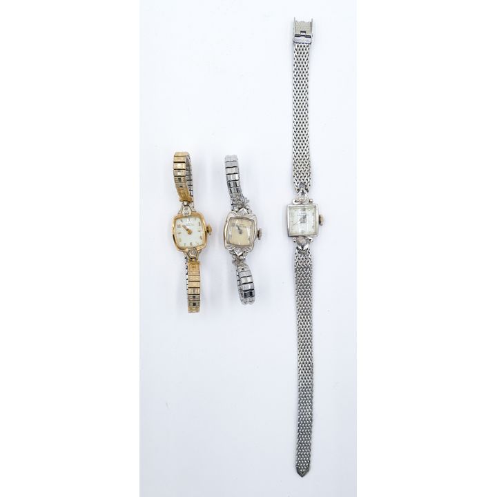 Box 3pc Vintage Ladies 14k & 10k Cased Wristwatches