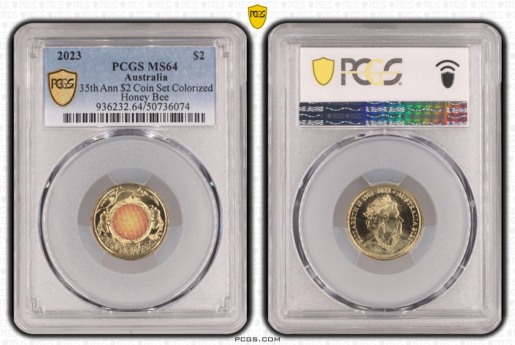 35th Ann $2 Coin Set Colorized Honey Bee , Two Dollar, 2023, PCGS MS64