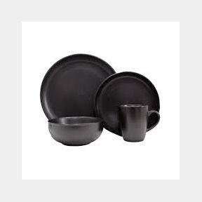 16 Piece Ceramic Stoneware Dinnerware Set Black |