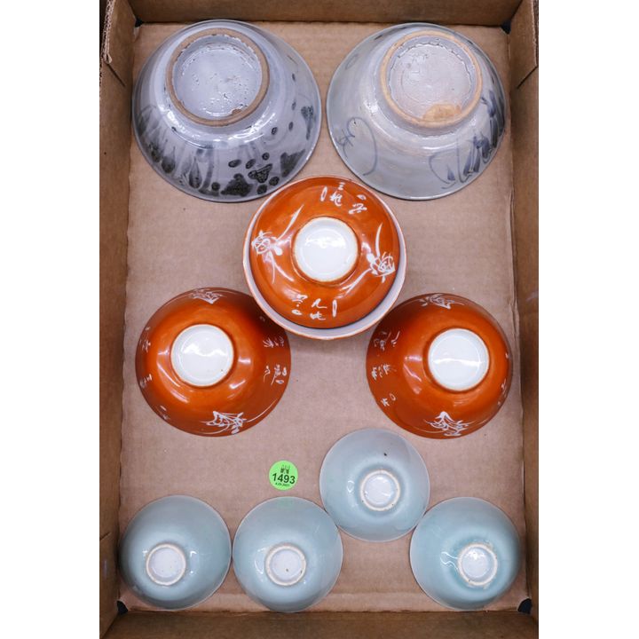 Box Old Chinese Porcelain Teabowls Etc