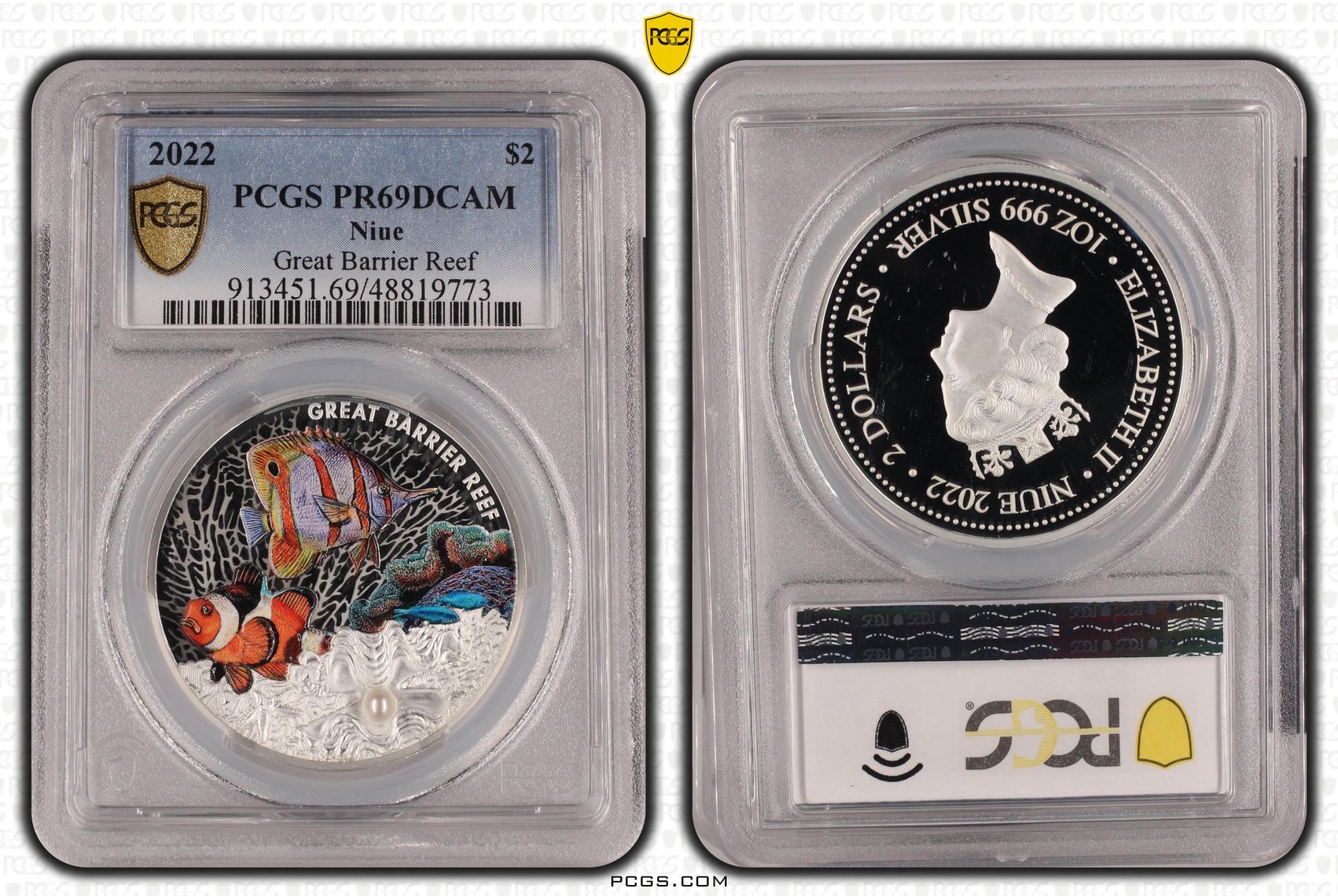 Niue, Great Barrier Reef, Two Dollar, 2022, PCGS PR69DCAM