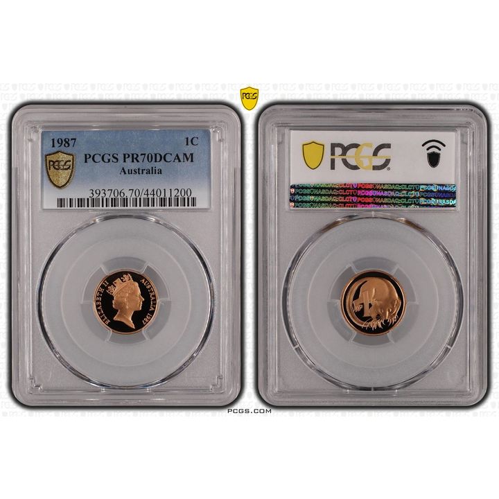 1987 Australian One Cent, 1c Proof PCGS - PR70DCAM POP 27/0 -200