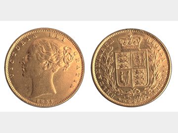 1854 LONDON MINT SHIELD SOVEREIGN
