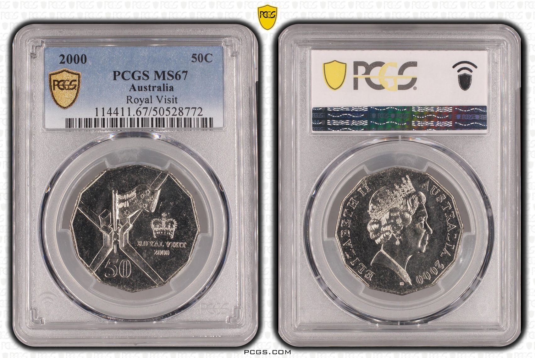355 · Royal Visit  POP 1/0, Fifty Cent, 2000, PCGS MS67