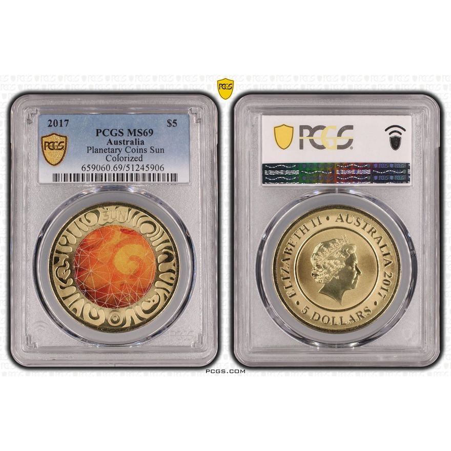2017 Aus $5 Planetary Coins Sun Colorized PCGS MS69