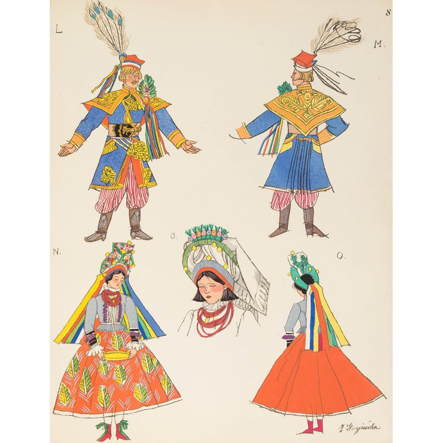 Zofia Stryjeńska | Krakowiak i krakowianka - stroje weselne, 1939 r.