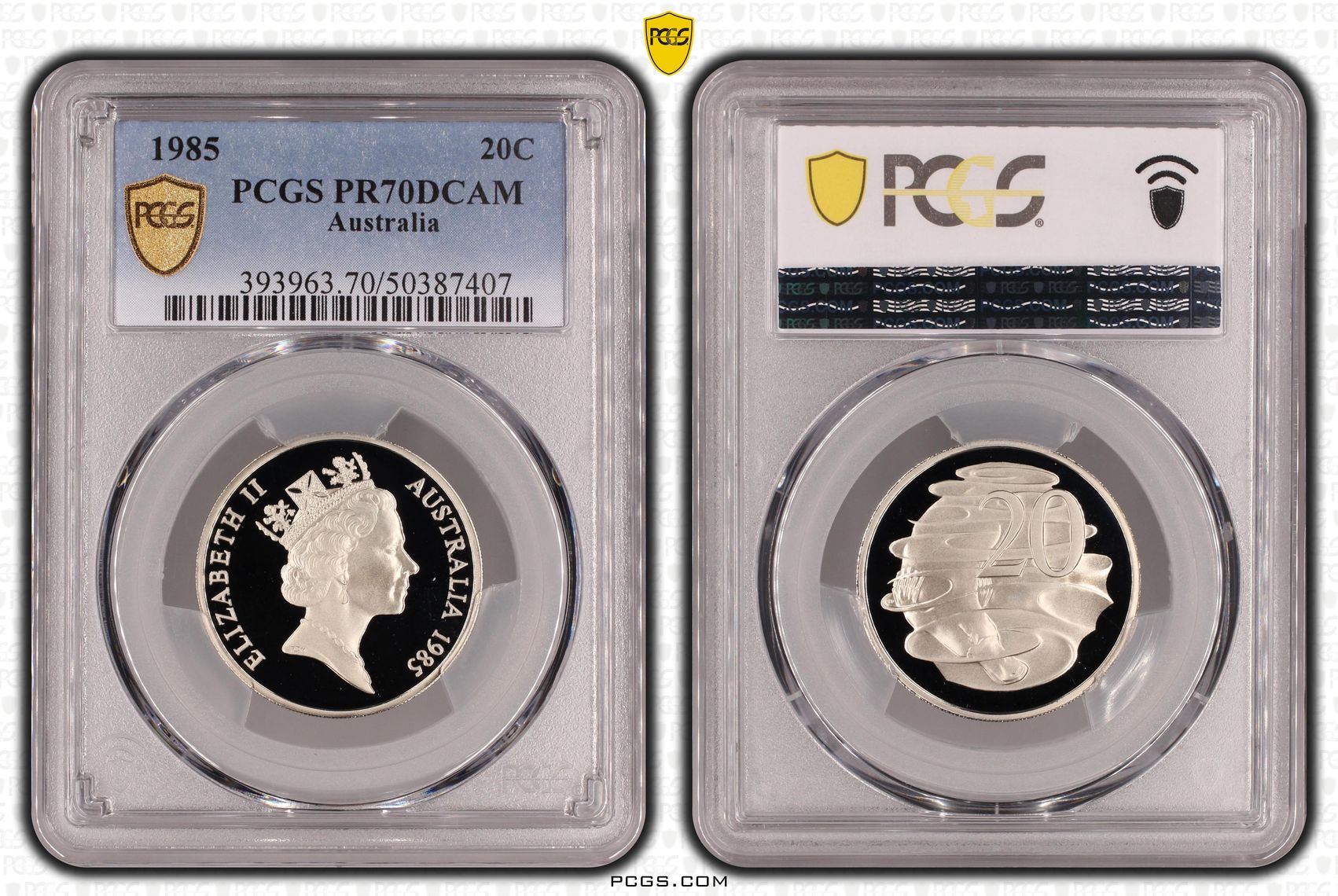 Twenty Cent, 1985, PCGS PR70DCAM