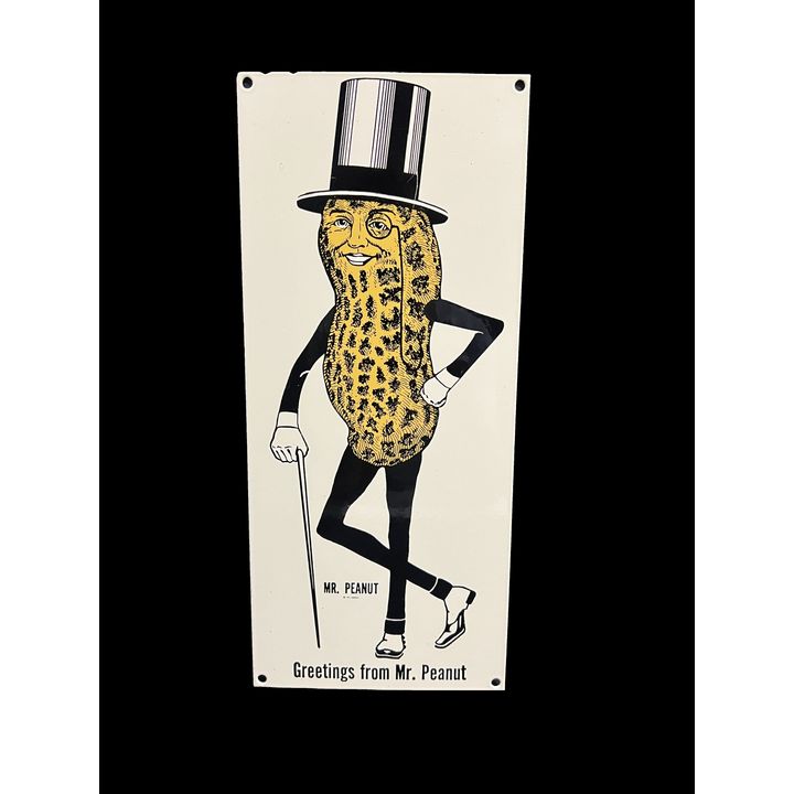 Reproduction Greetings From Mr. Peanut Porcelain Sign