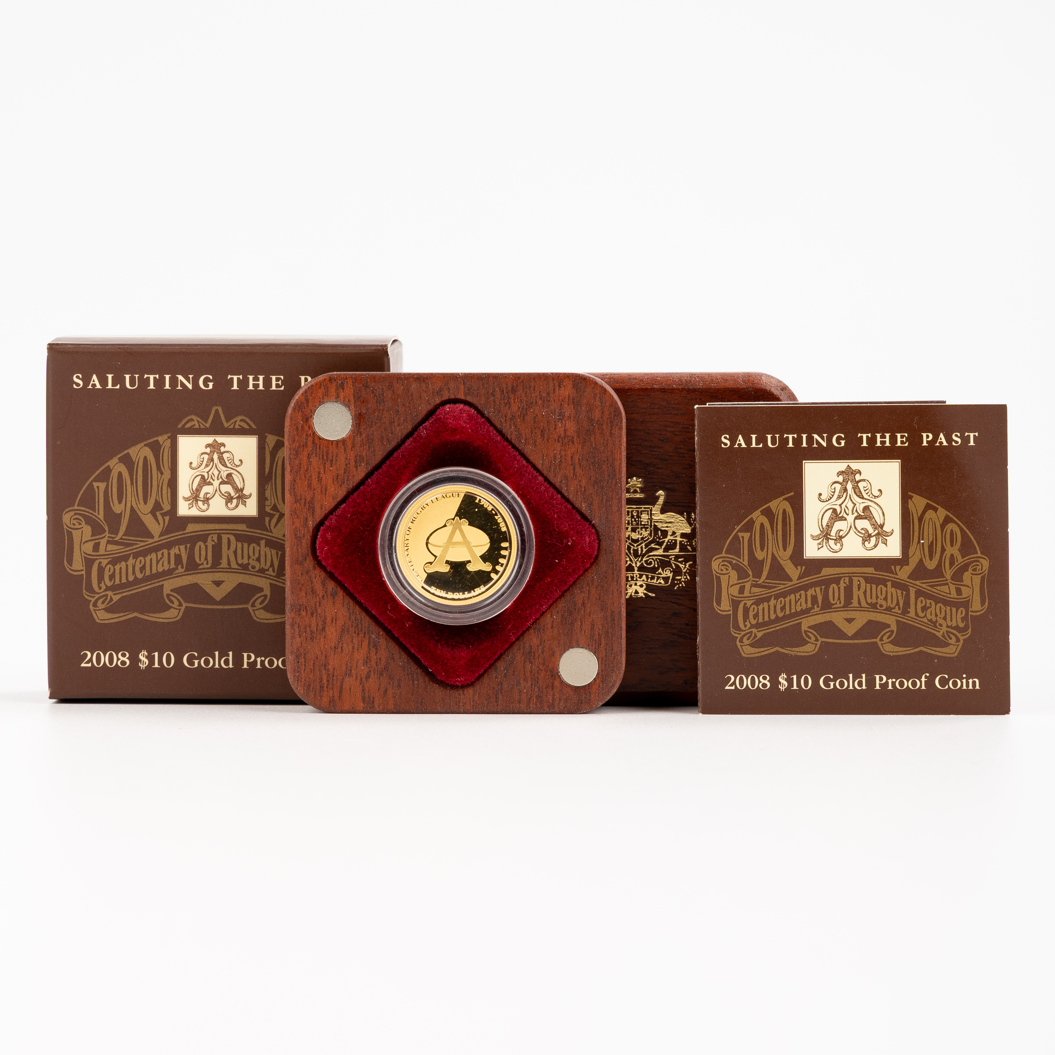 309 · Elizabeth II, Centenary of Rugby League 1/10th Gold Proof, Ten Dollars, 2008,  FDC
