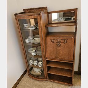 Beautiful Oak Side by Side Secretary China Cabinet