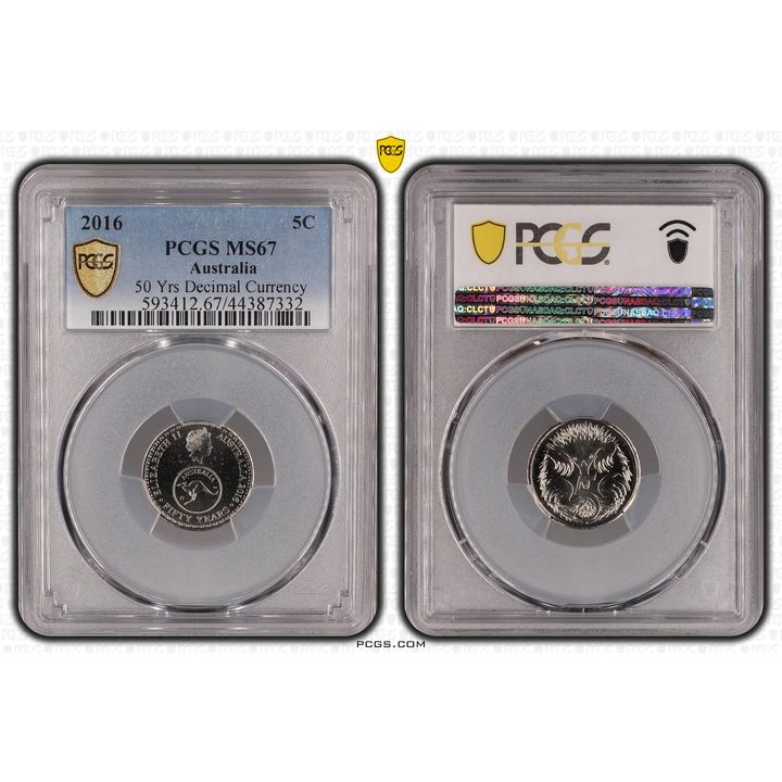 2016 Australian Five Cent, 5c 50 Yrs Decimal Currency PCGS - MS67 -332