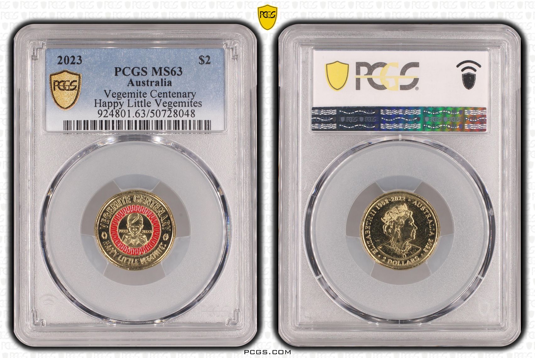 Vegemite Centenary Colorized Happy Little Vegemites , Two Dollar, 2023, PCGS MS63