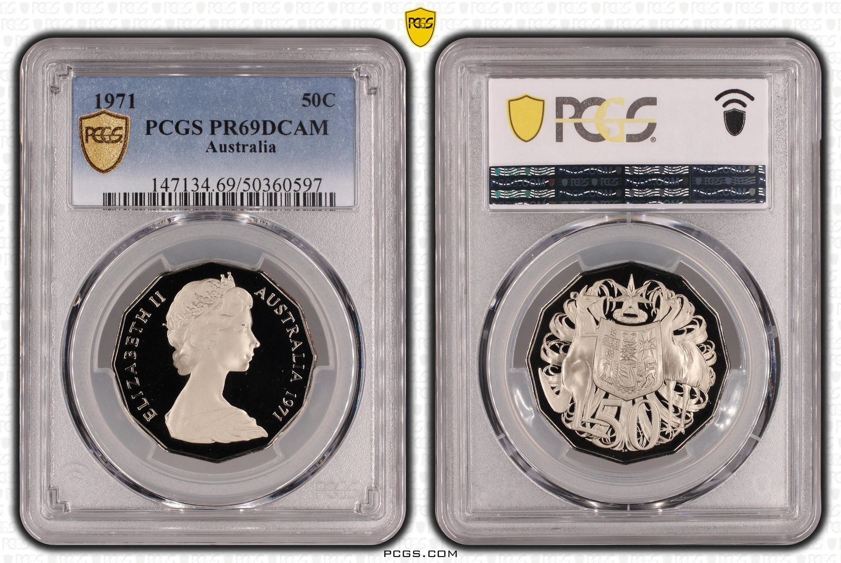 Fifty Cent, 1971, PCGS PR69DCAM