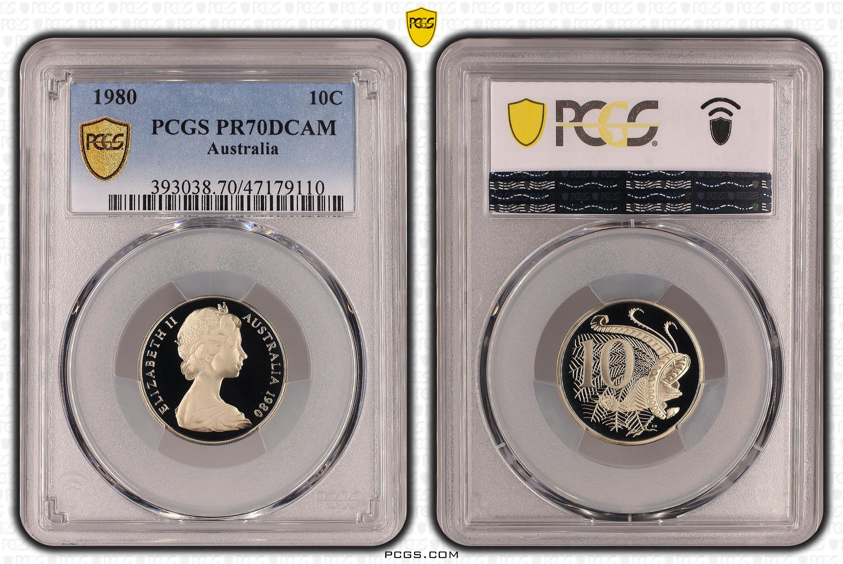 Elizabeth II, Ten Cent, 1980, PCGS PR70DCAM
