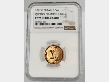2012 DIAMOND JUBILEE GOLD PROOF SOVEREIGN PF70 UCAM TOP POP!