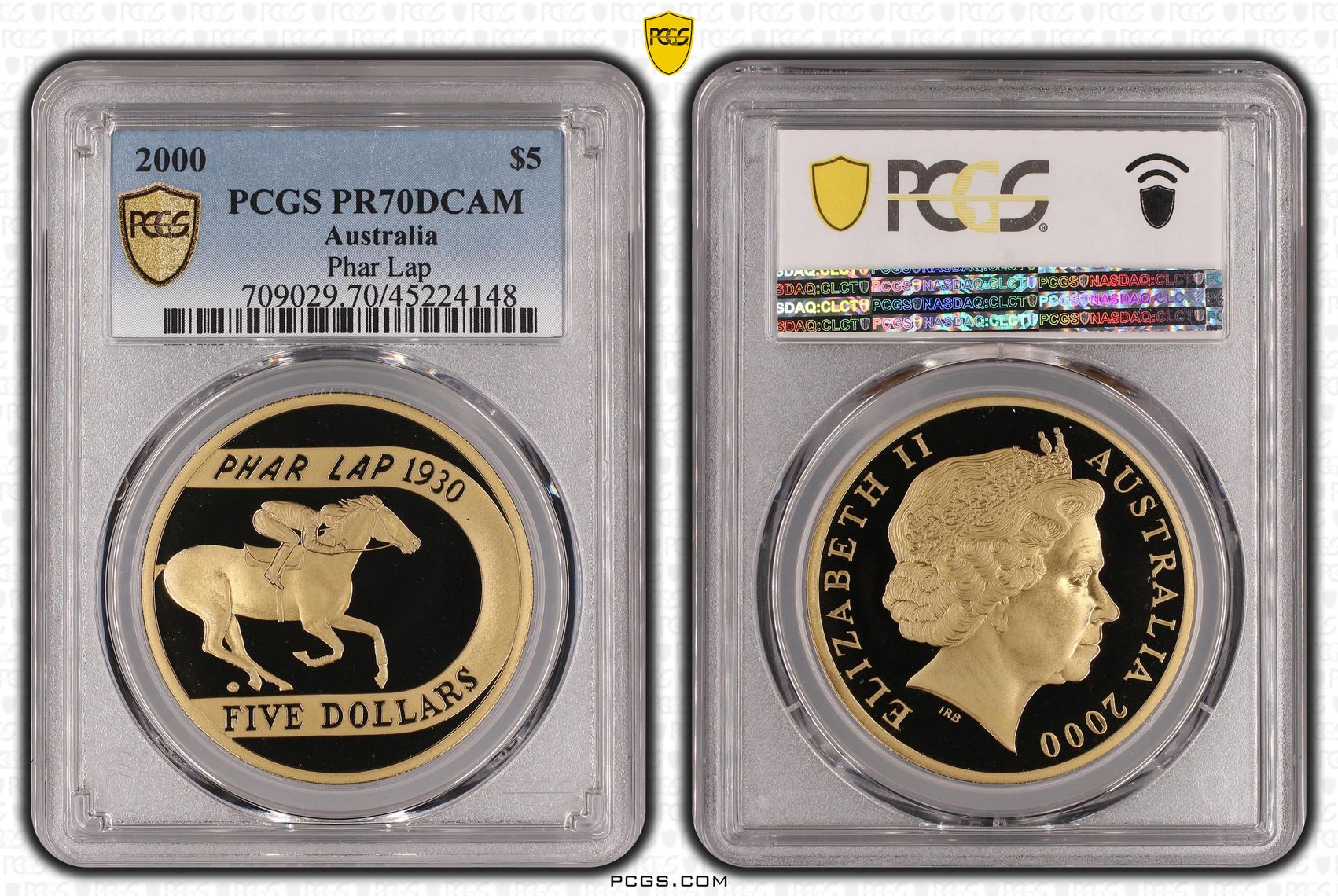 2000 Australia Five Dollar, $5 Phar Lap PCGS - PR70DCAM POP 3/0 -148