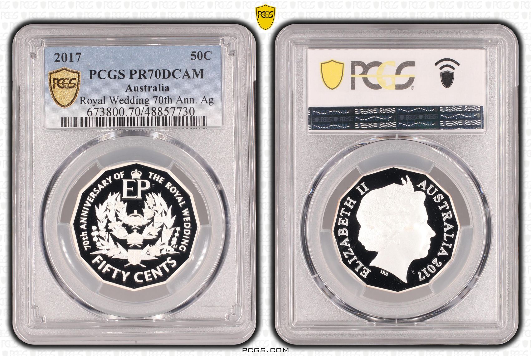 Royal Wedding 70th Ann. Ag POP 19/0, Fifty Cent, 2017, PCGS PR70DCAM