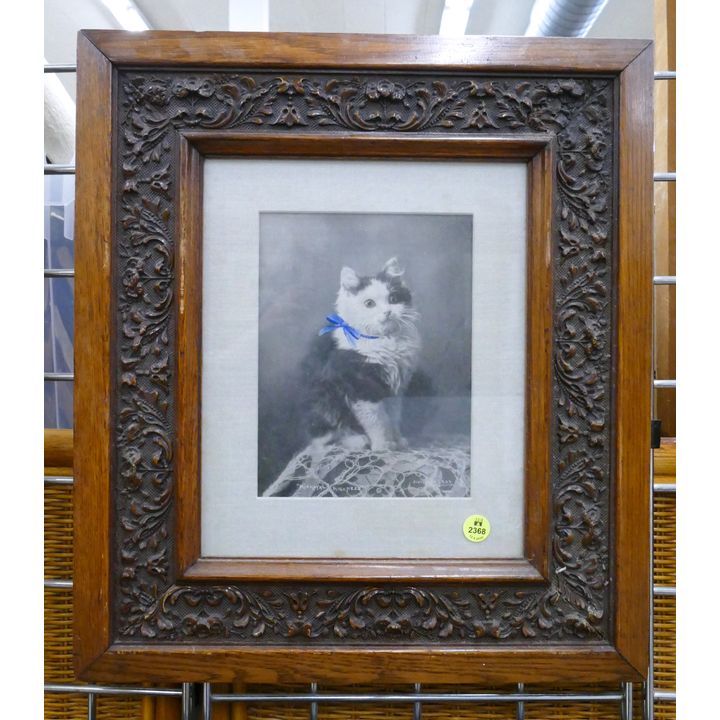 Antique 'His Royal Highness' Cat Print Framed- 18x16''