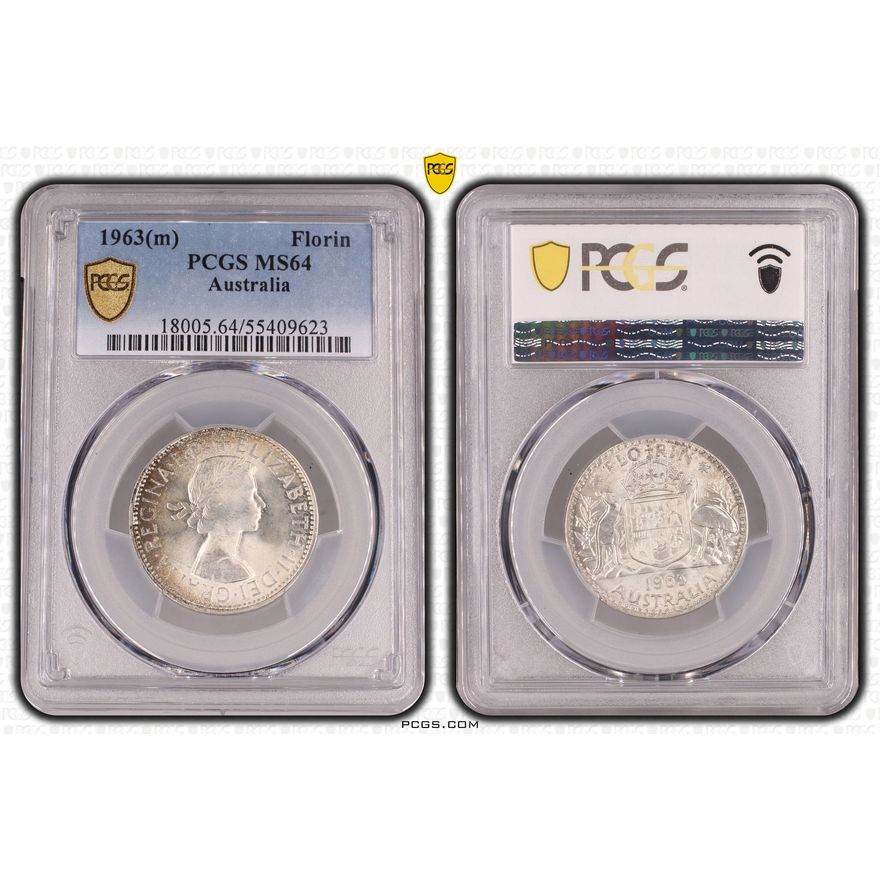 Elizabeth II, Florin, 1963(m), PCGS MS64