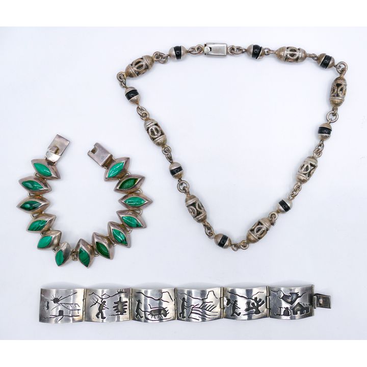 Box 3pc Mexican Sterling Bracelets - 130 Grams TW