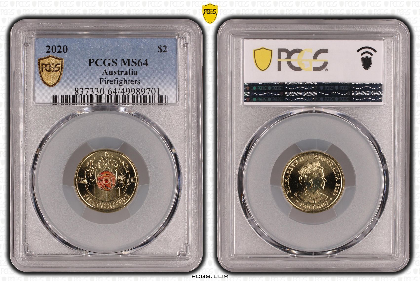 Firefighters Colourised, Two Dollar, 2020, PCGS MS64