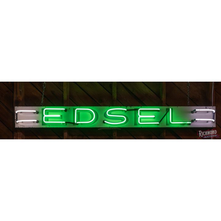 Rare 1950s Edsel "Ford" Automobiles 8' Single Sided Tin Neon Sign