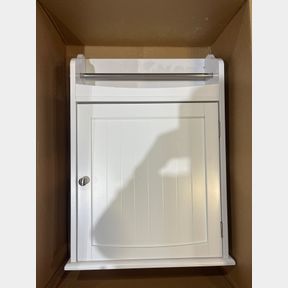 SMALL SPIRICH BATHROOM CABINET WALL MOUNTED WITH SINGLE DOOR, WOOD HANGING CABINET WITH ADJUSTABLE SHELF WHITE